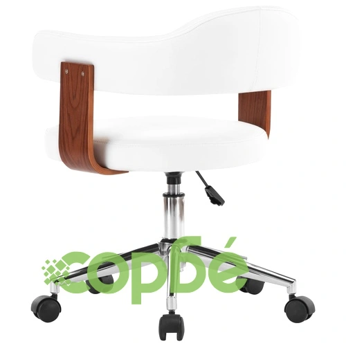 Въртящ се трапезен стол, бял, огънато дърво и изкуствена кожа ➤ топ цена ➤ sorbe.bg