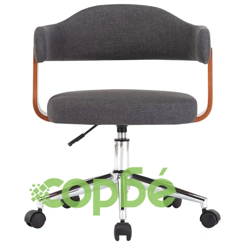 Въртящ се трапезен стол, сив, извито дърво и текстил  ➤ топ цена ➤ sorbe.bg