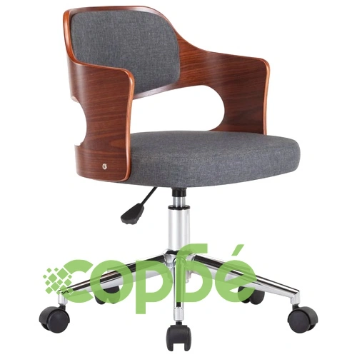 Въртящ се трапезен стол, сив, извито дърво и текстил ➤ топ цена ➤ sorbe.bg