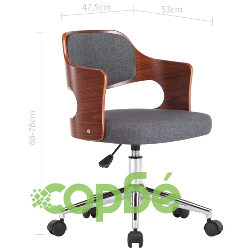 Въртящ се трапезен стол, сив, извито дърво и текстил ➤ топ цена ➤ sorbe.bg