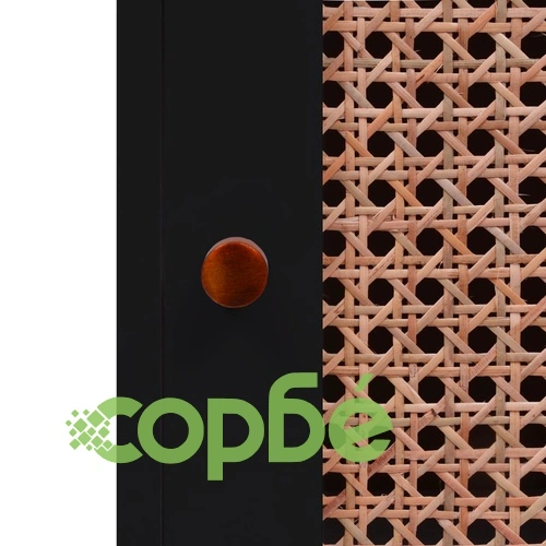 Нощно шкафче, черно, 40x40x61 см, МДФ и ратан ➤ топ цена ➤ sorbe.bg