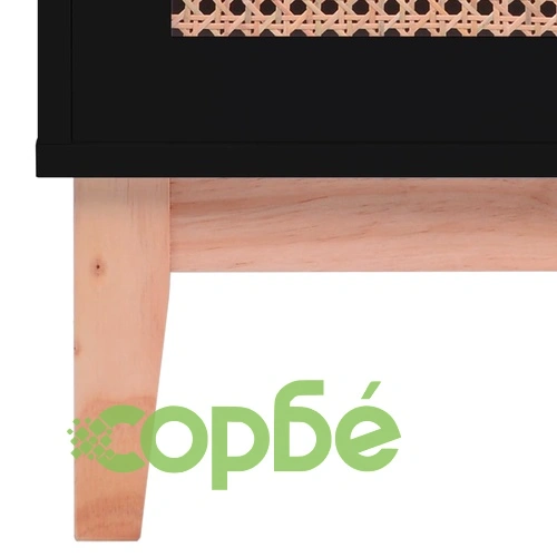 Нощно шкафче, черно, 40x40x61 см, МДФ и ратан ➤ топ цена ➤ sorbe.bg