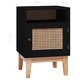 Нощно шкафче, черно, 40x40x61 см, МДФ и ратан