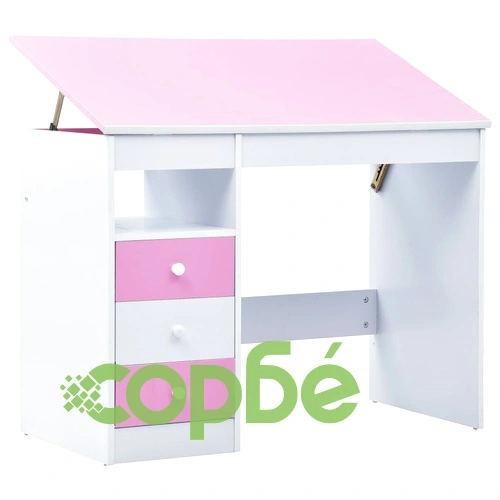 Детско бюро за рисуване, накланящ се плот, розово и бяло ➤ топ цена ➤ sorbe.bg