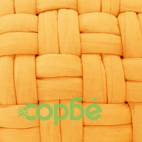 Пуф, сплетена конструкция, горчица, 50x35 см, памук ➤ топ цена ➤ sorbe.bg