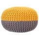 Ръчно плетен пуф, антрацит и горчица, 50x35 см, памук