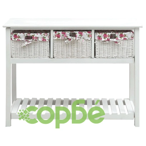 Конзолна маса с 3 кошници, бяла, дърво ➤ топ цена ➤ sorbe.bg