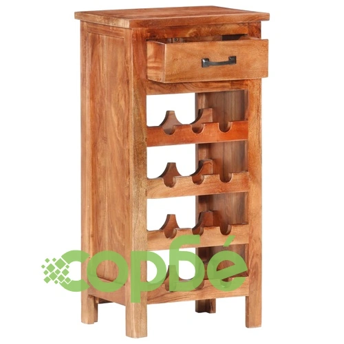 Шкаф за вино, 40x30x80 см, акациево дърво масив ➤ топ цена ➤ sorbe.bg