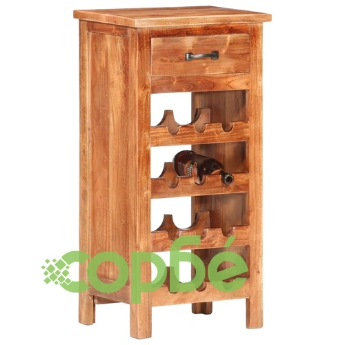 Шкаф за вино, 40x30x80 см, акациево дърво масив ➤ топ цена ➤ sorbe.bg
