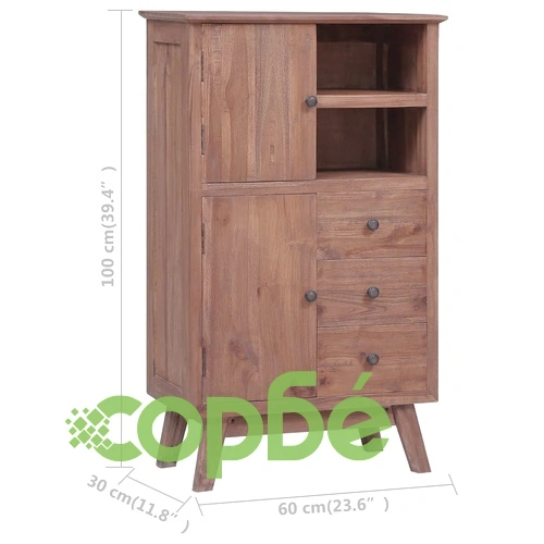 Висок шкаф, 60x30x100 см, тиково дърво масив ➤ топ цена ➤ sorbe.bg