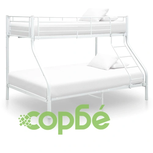 Рамка за двуетажно легло, бяла, метал, 140x200 см/90x200 см ➤ топ цена ➤ sorbe.bg