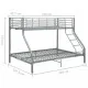 Рамка за двуетажно легло, сива, метал, 140x200 см/90x200 см