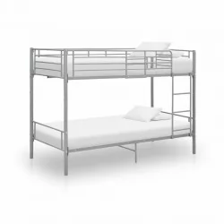 Двуетажно легло, сиво, метал, 90x200 см