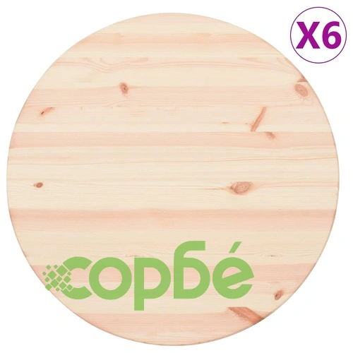 Плотове за маси, натурален бор, 6 бр, кръгли, 25 мм, 60 см ➤ топ цена ➤ sorbe.bg