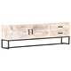 ТВ шкаф, бял, 140x30x45 см, акациево дърво масив