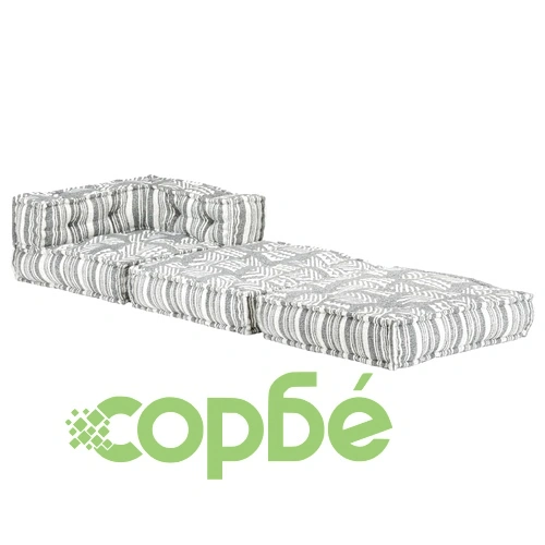 Модулен пуф, сиви ивици, текстил ➤ топ цена ➤ sorbe.bg