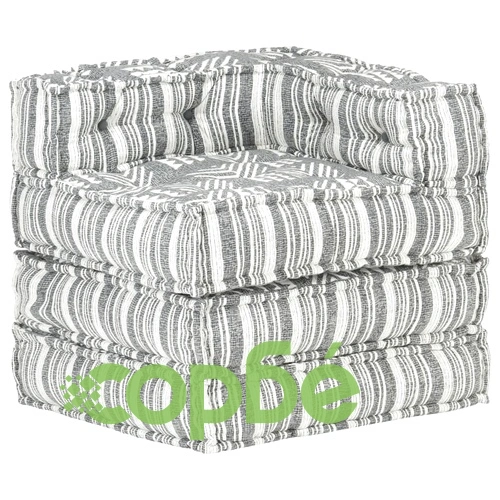 Модулен пуф, сиви ивици, текстил ➤ топ цена ➤ sorbe.bg