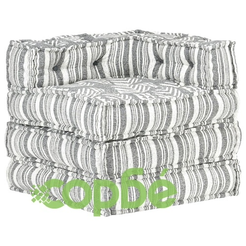 Модулен пуф, сиви ивици, текстил ➤ топ цена ➤ sorbe.bg