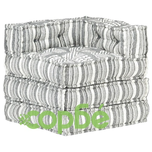 Модулен пуф, сиви ивици, текстил ➤ топ цена ➤ sorbe.bg