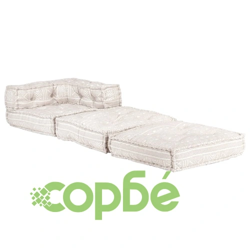 Модулен пуф, бежов, текстил ➤ топ цена ➤ sorbe.bg