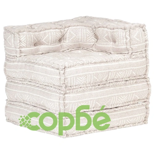 Модулен пуф, бежов, текстил ➤ топ цена ➤ sorbe.bg