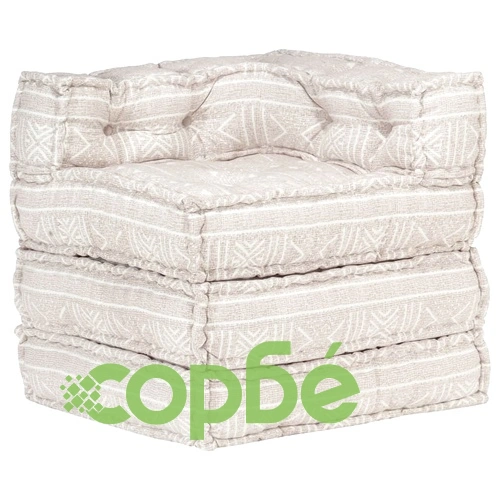 Модулен пуф, бежов, текстил ➤ топ цена ➤ sorbe.bg