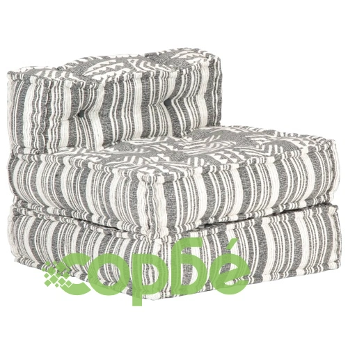 Модулен пуф, сиви ивици, текстил ➤ топ цена ➤ sorbe.bg