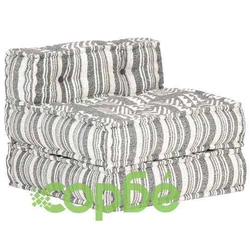 Модулен пуф, сиви ивици, текстил ➤ топ цена ➤ sorbe.bg