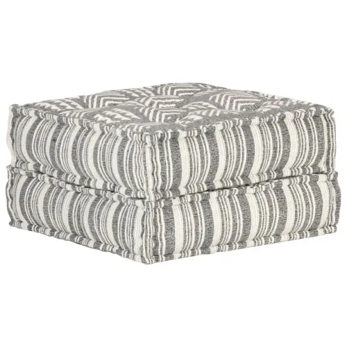 Пуф, 60x70x36 см, сиви ивици, текстил ➤ топ цена ➤ sorbe.bg