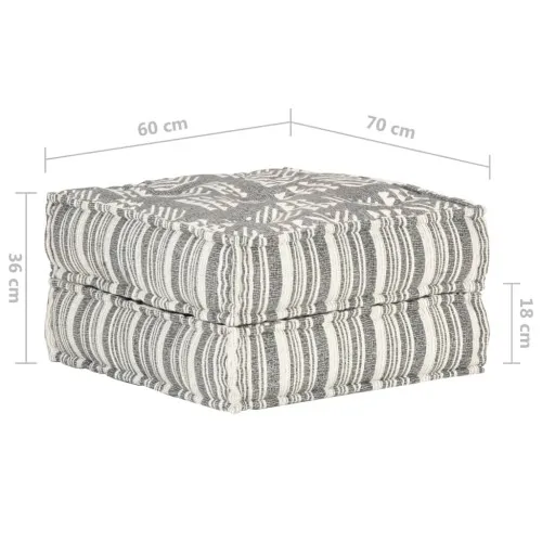 Пуф, 60x70x36 см, сиви ивици, текстил ➤ топ цена ➤ sorbe.bg