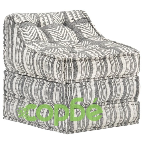 Модулен пуф, сиви ивици, текстил ➤ топ цена ➤ sorbe.bg