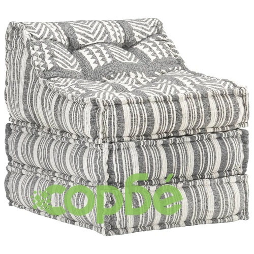 Модулен пуф, сиви ивици, текстил ➤ топ цена ➤ sorbe.bg