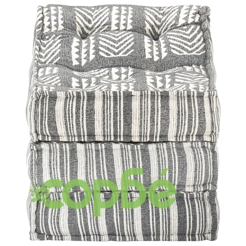 Модулен пуф, сиви ивици, текстил ➤ топ цена ➤ sorbe.bg