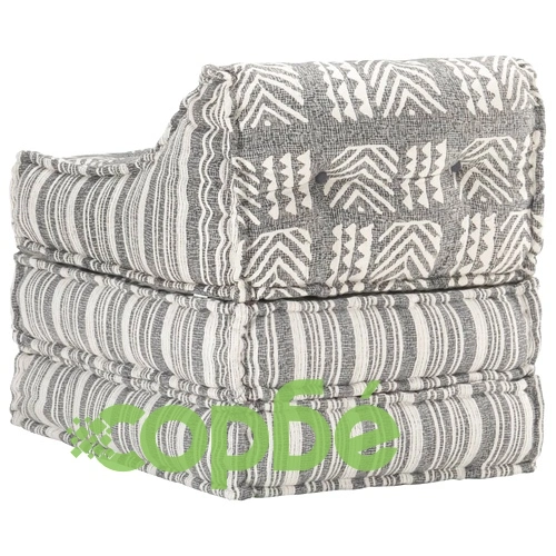 Модулен пуф, сиви ивици, текстил ➤ топ цена ➤ sorbe.bg