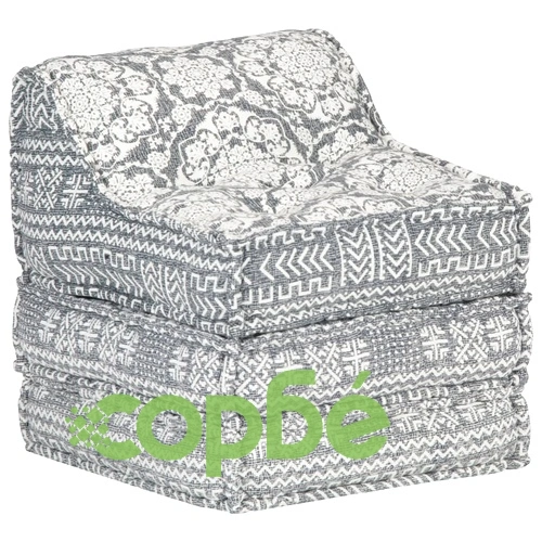 Модулен пуф, светлосив, текстил ➤ топ цена ➤ sorbe.bg