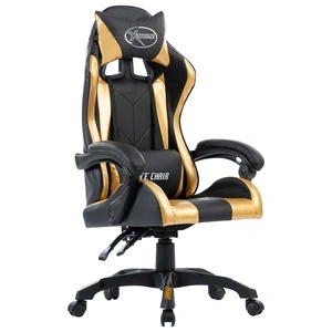 Геймърски стол, златист, изкуствена кожа