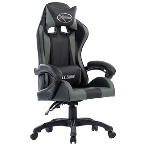 Геймърски стол, сив, изкуствена кожа