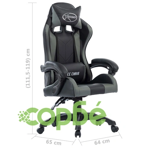 Геймърски стол, сив, изкуствена кожа ➤ топ цена ➤ sorbe.bg