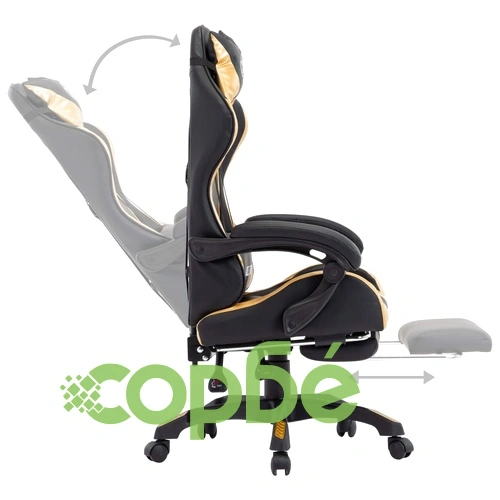 Геймърски стол подложка за крака златисто/черно изкуствена кожа ➤ топ цена ➤ sorbe.bg