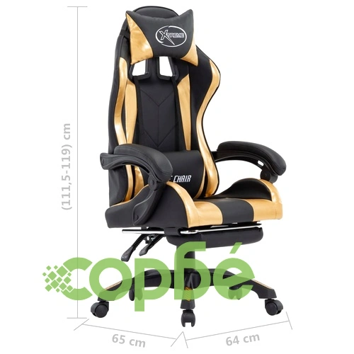 Геймърски стол подложка за крака златисто/черно изкуствена кожа ➤ топ цена ➤ sorbe.bg