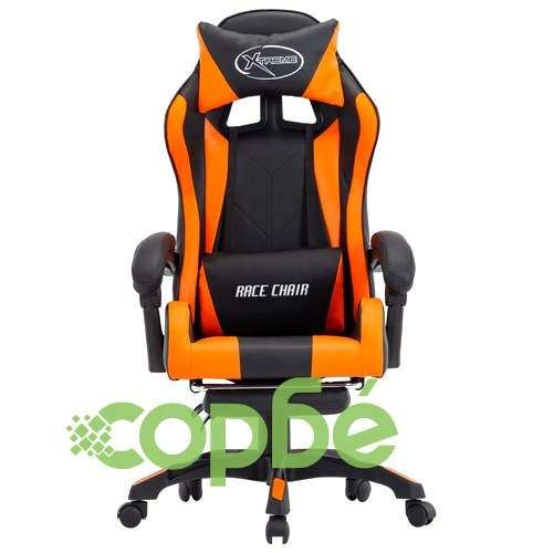 Геймърски стол подложка за крака оранжево/черно изкуствена кожа ➤ топ цена ➤ sorbe.bg