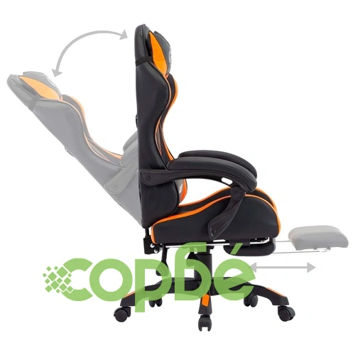 Геймърски стол подложка за крака оранжево/черно изкуствена кожа ➤ топ цена ➤ sorbe.bg