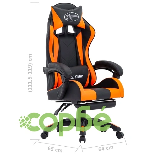 Геймърски стол подложка за крака оранжево/черно изкуствена кожа ➤ топ цена ➤ sorbe.bg