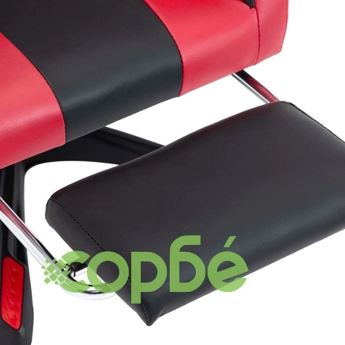 Геймърски стол с подложка за крака винено/черно изкуствена кожа ➤ топ цена ➤ sorbe.bg