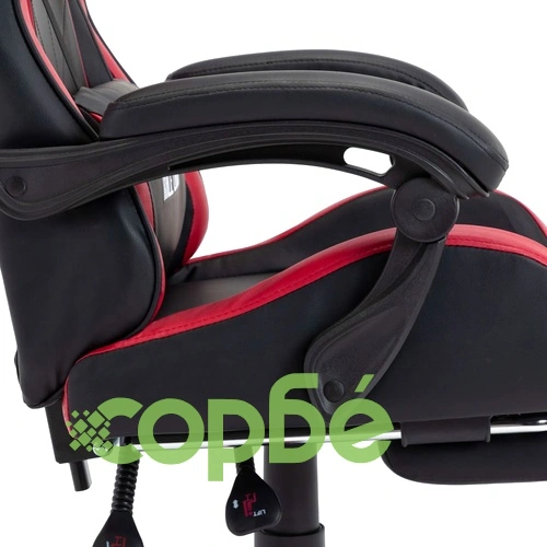 Геймърски стол с подложка за крака винено/черно изкуствена кожа ➤ топ цена ➤ sorbe.bg