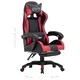 Геймърски стол с подложка за крака винено/черно изкуствена кожа