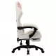 Геймърски стол с подложка за крака розово/бяло изкуствена кожа
