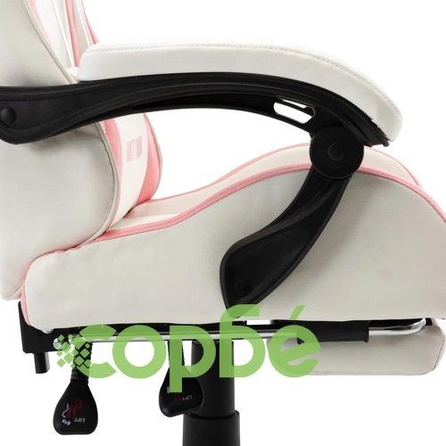 Геймърски стол с подложка за крака розово/бяло изкуствена кожа ➤ топ цена ➤ sorbe.bg