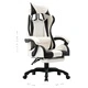 Геймърски стол с подложка за крака черно/бяло изкуствена кожа