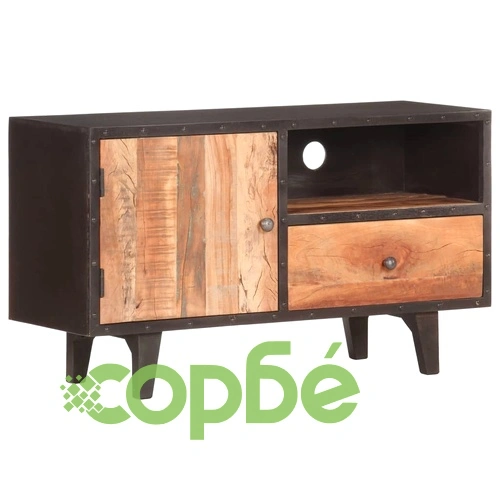 ТВ шкаф, 90x30x50 cм, регенерирано дърво масив ➤ топ цена ➤ sorbe.bg